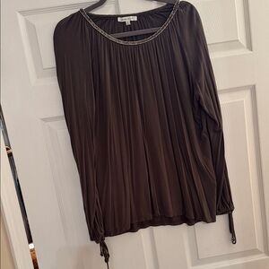 Rose + Olive 3/4 length Top with Beaded Detail